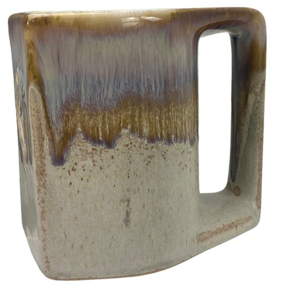 Vintage Drip Glaze Stoneware Rodolfo Padilla Tan Coffee Mug Flat Front 4.25" - Picture 5 of 9